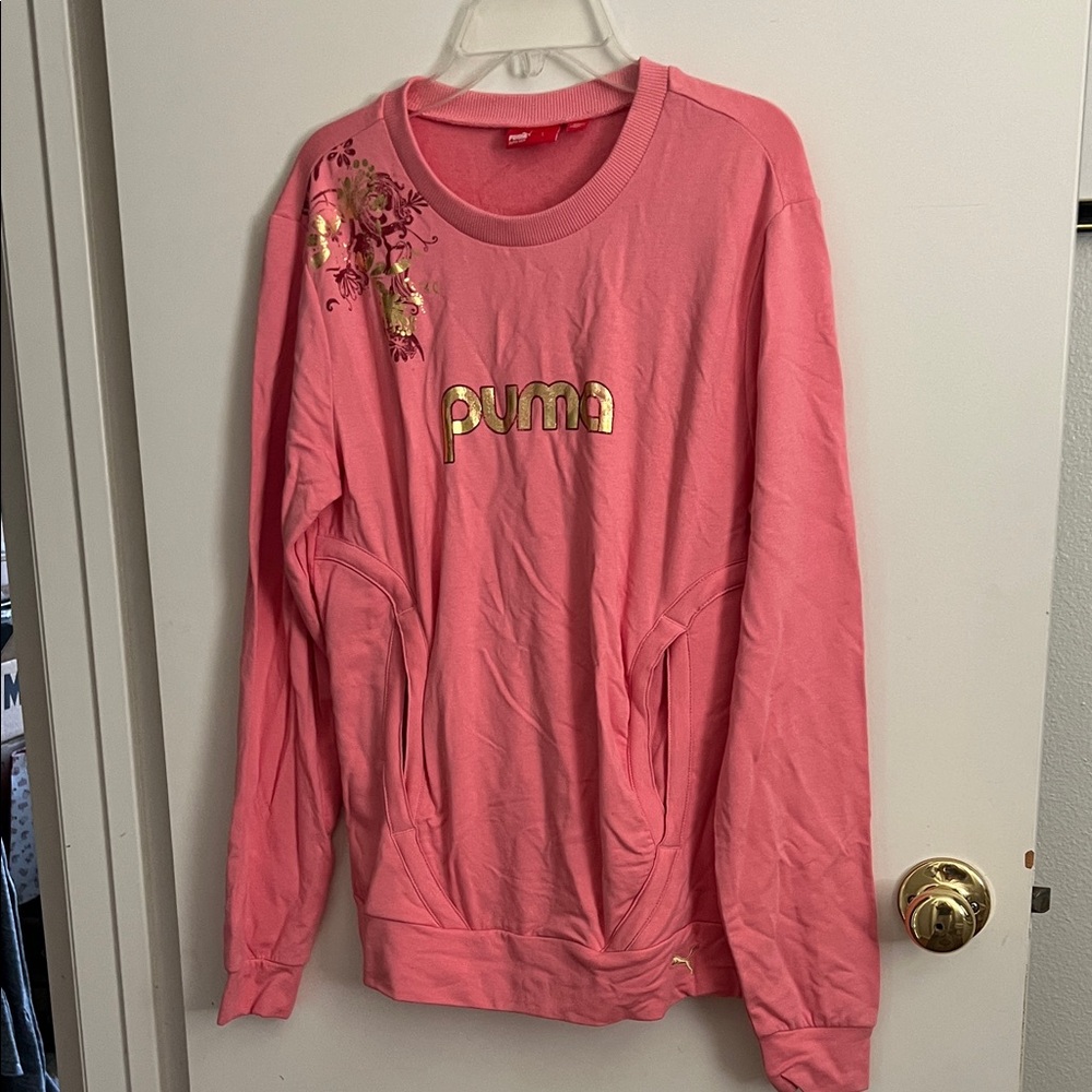 Puma Coral Sweatshirt with Metallic Logo